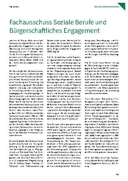 Vorschauseite 1: Fachausschuss Soziale Berufe und Bürgerschaftliches Engagement