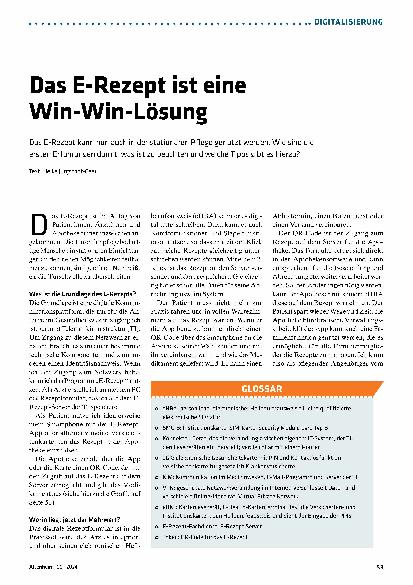Vorschauseite 1: Das E-Rezept ist eine Win-Win-Lösung.