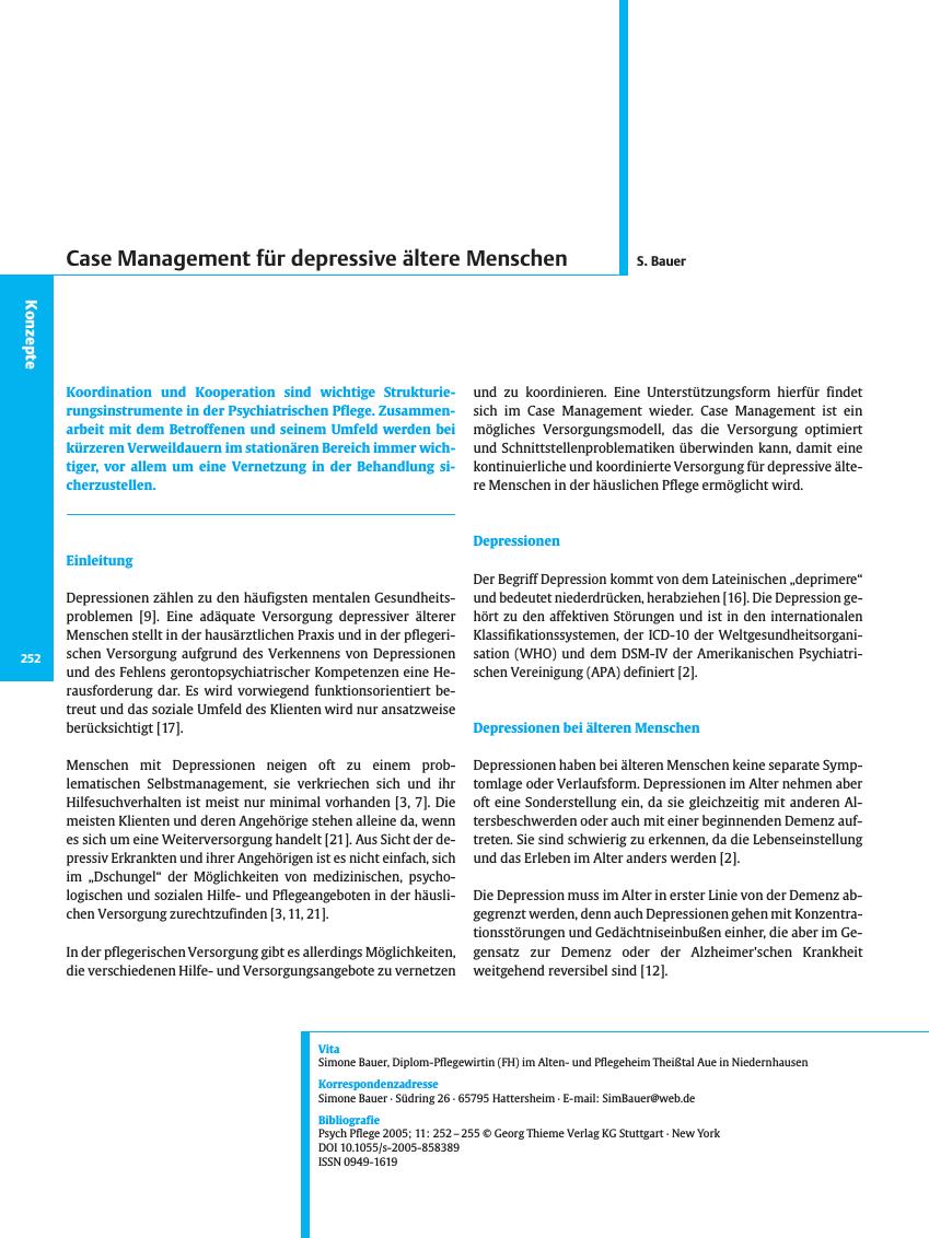 Vorschauseite 1: Case Management für depressive ältere Menschen