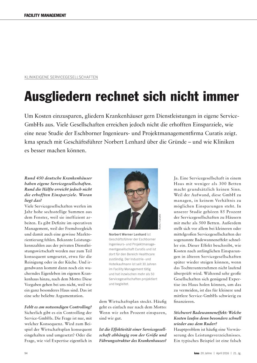 Vorschauseite 1: Ausgliedern rechnet sich nicht immer