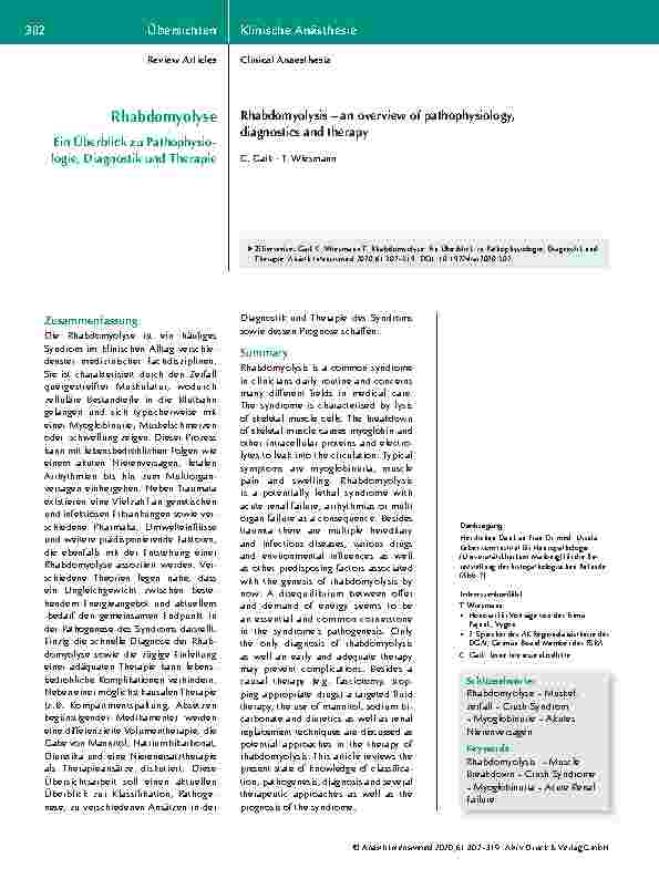 Vorschauseite 1: Rhabdomyolyse: Ein Überblick zur Pathophysiologie, Diagnostik und Therapie