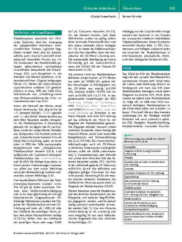 Vorschauseite 2: Rhabdomyolyse: Ein Überblick zur Pathophysiologie, Diagnostik und Therapie