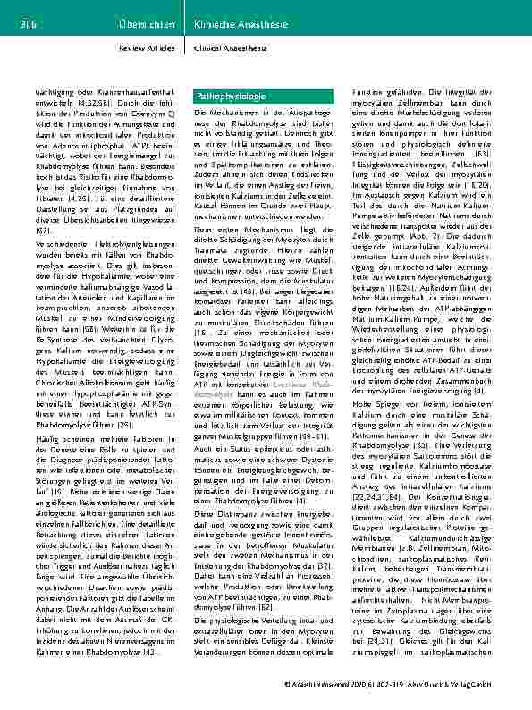 Vorschauseite 5: Rhabdomyolyse: Ein Überblick zur Pathophysiologie, Diagnostik und Therapie
