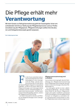 Vorschauseite 1: Die Pflege erhält mehr Verantwortung