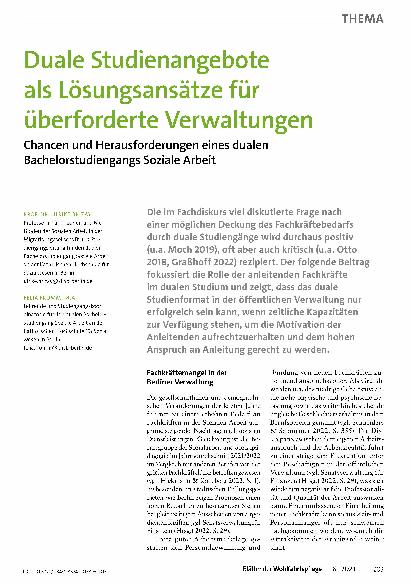 Vorschauseite 1: Duale Studienangebote als Lösungsansätze für überforderte Verwaltungen