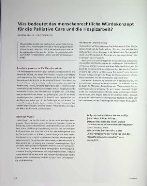 Vorschauseite 1: Was bedeutet das menschenrechtliche Würdekonzept für die Palliative Care und die Hospizarbeit?