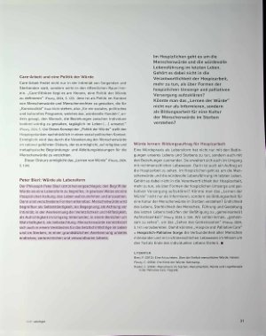 Vorschauseite 2: Was bedeutet das menschenrechtliche Würdekonzept für die Palliative Care und die Hospizarbeit?