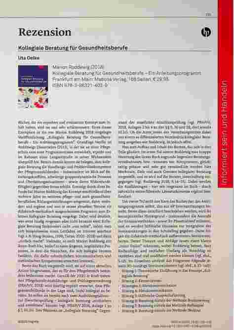 Vorschauseite 1: Rezension Kollegiale Beratung für Gesundheitsberufe The text is already correctly spelled.