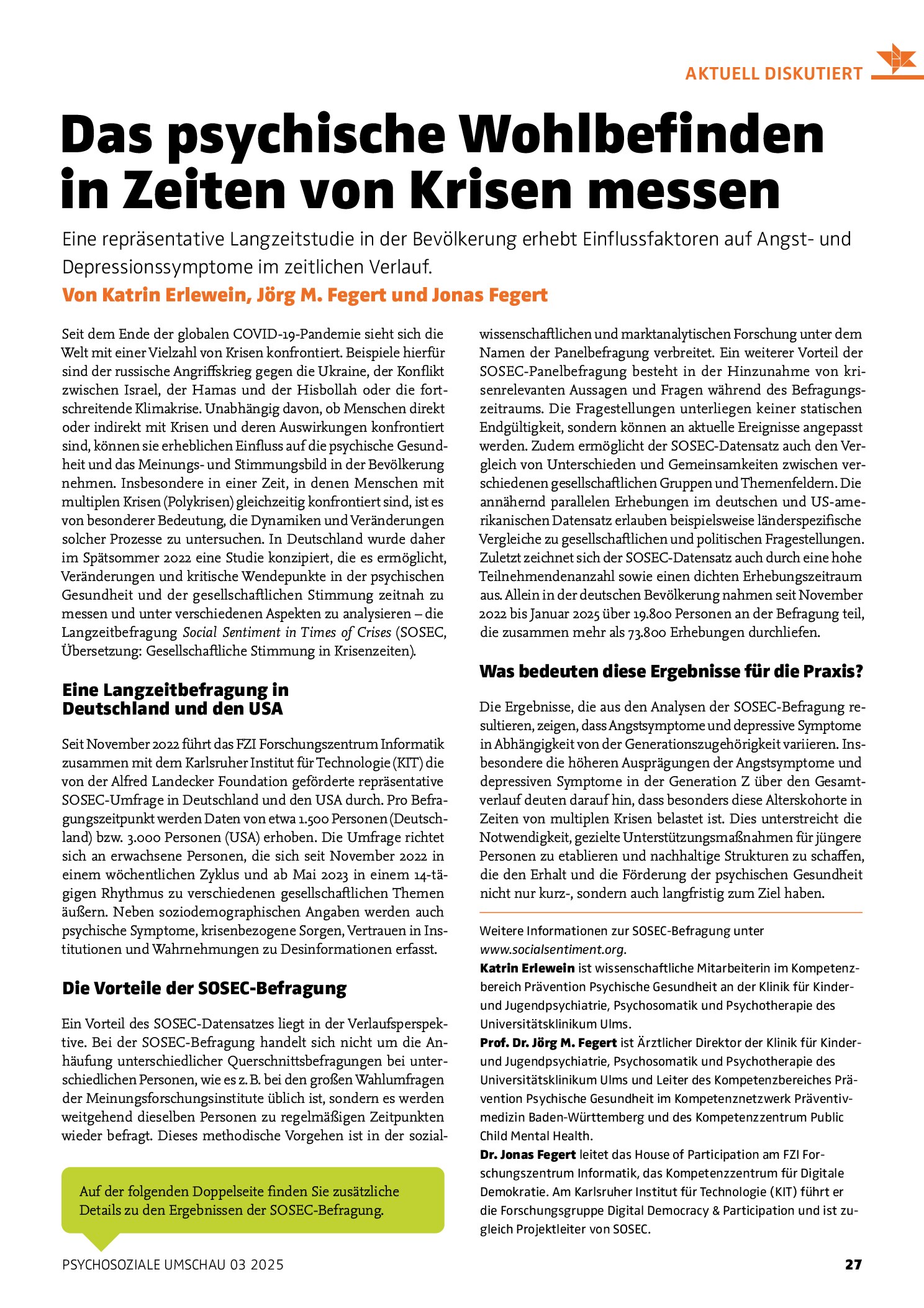 Vorschauseite 1: Das psychische Wohlbefinden in Zeiten von Krisen messen