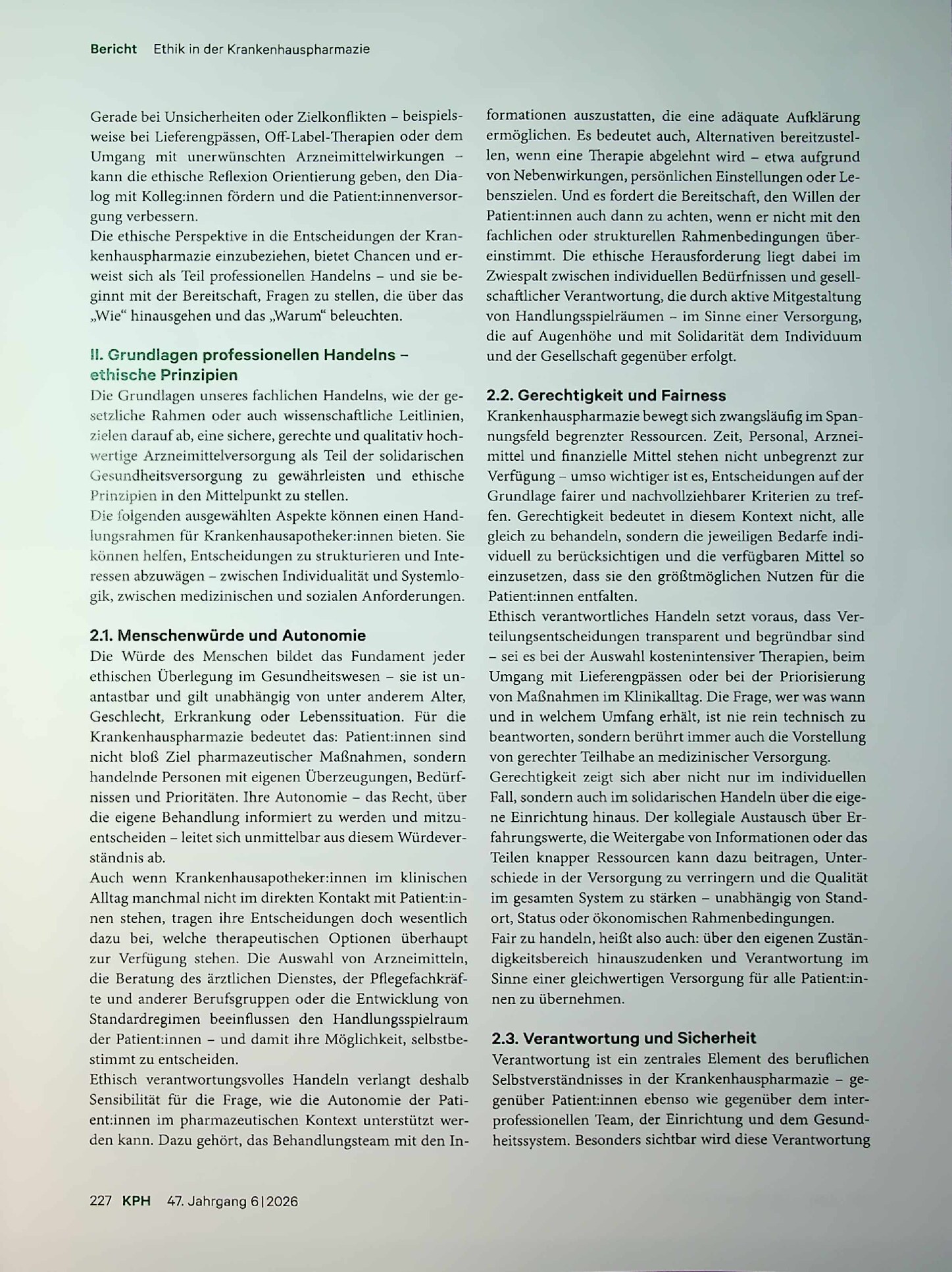 Vorschauseite 2: Impulse und Perspektiven. Abschlussbericht der Projektgruppe Ethik in der Krankenhauspharmazie