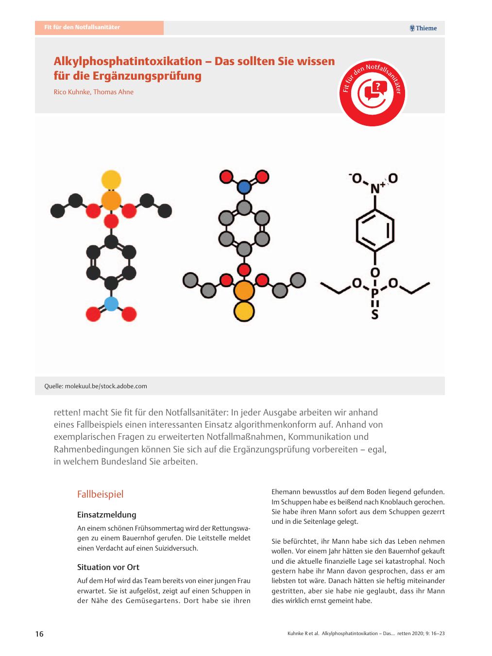 Vorschauseite 1: Alkylphosphatintoxikation? Das sollten Sie wissen für die Ergänzungsprüfung.