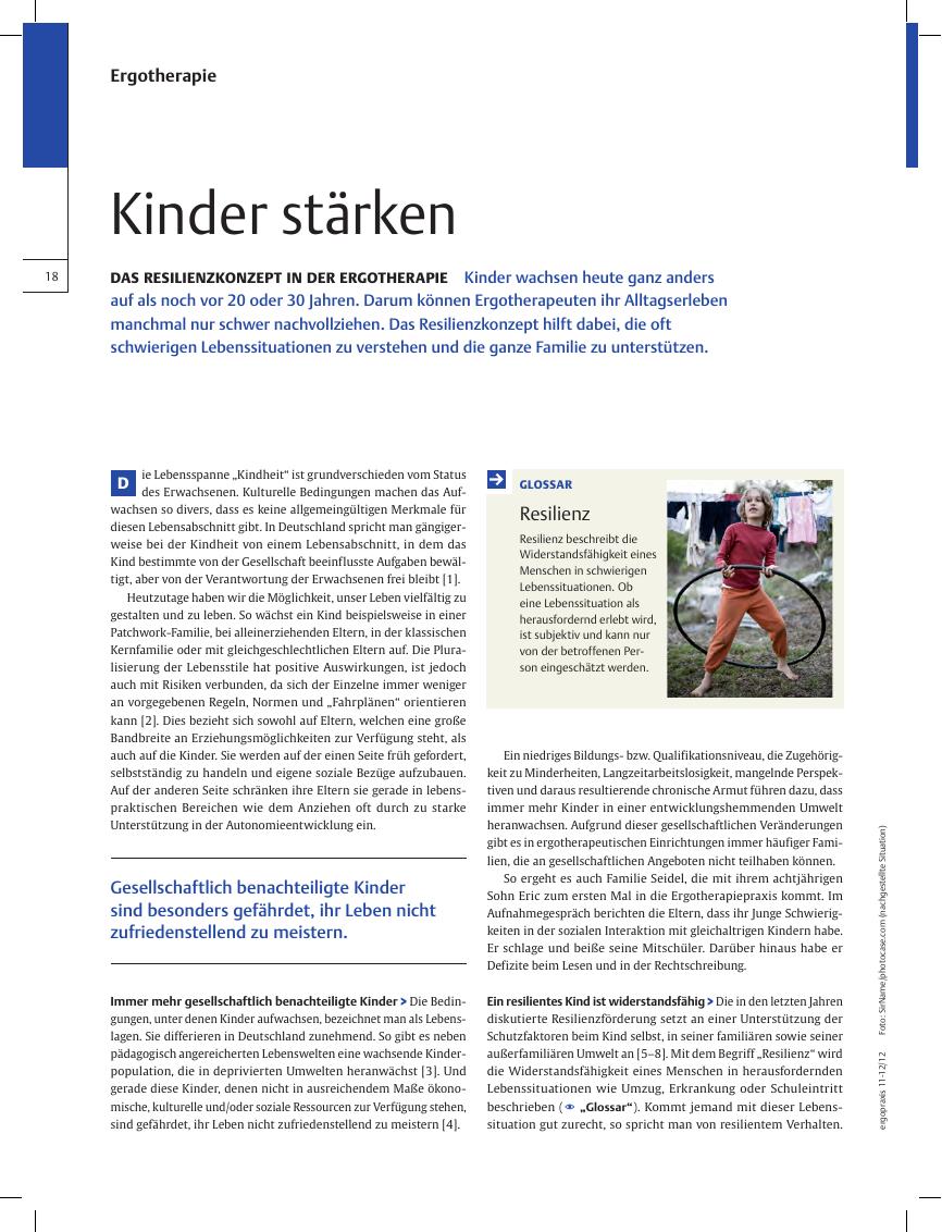 Vorschauseite 1: Das Resilienzkonzept in der Ergotherapie ? Kinder stärken