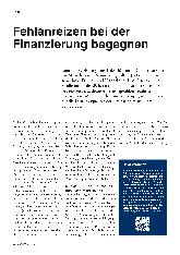 Vorschauseite 1: Fehlanreizen bei der Finanzierung begegnen