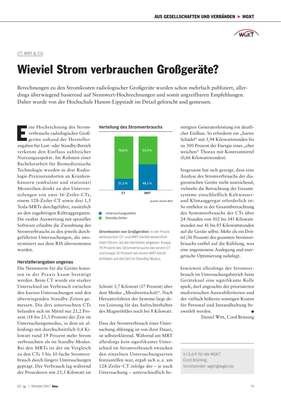 Vorschauseite 1: CT, MRT & CO: Wieviel Strom verbrauchen Großgeräte?