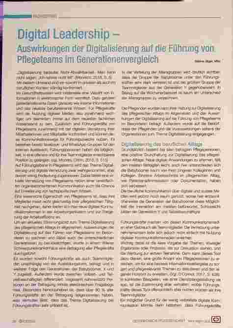 Vorschauseite 1: Digital Leadership - Auswirkungen der Digitalisierung auf die Führung von Pflegeteams im Generationenvergleich