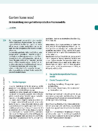 Vorschauseite 1: Garten kann was! Die Entwicklung eines gartentherapeutischen Prozessmodells
