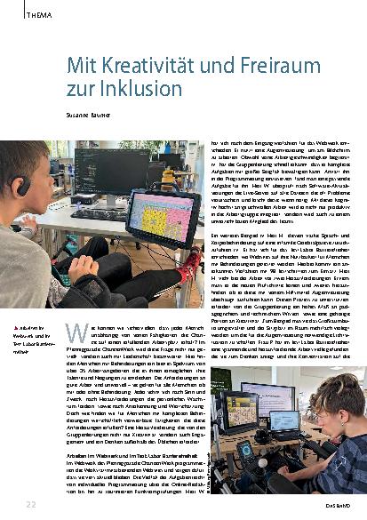 Vorschauseite 1: Mit Kreativität und Freiraum zur Inklusion