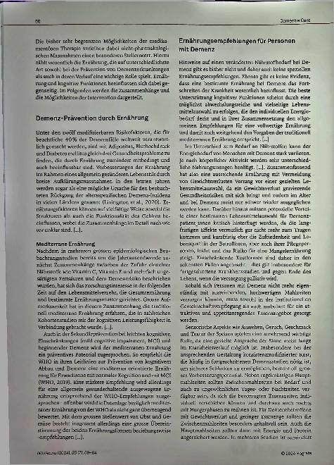Vorschauseite 2: Ernährung und Demenz - Demenz und Ernährung