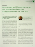 Vorschauseite 1: Zustimmung und Übereinstimmung: der „Nachrichtendienst des Deutschen Vereins“ im Jahr 1933