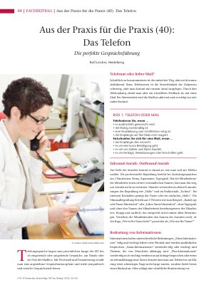 Vorschauseite 1: Aus der Praxis für die Praxis (40): Das Telefon Die perfekte Gesprächsführung