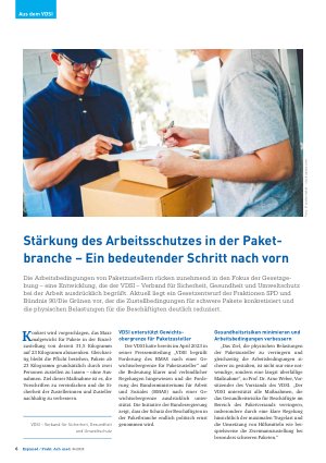 Vorschauseite 1: Stärkung des Arbeitsschutzes in der Paketbranche – Ein bedeutender Schritt nach vorn