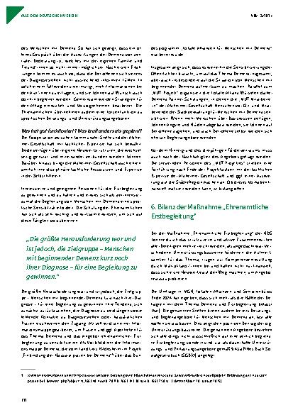 Vorschauseite 6: Ehrenamtliche Erstbegleitung von Menschen mit Demenz – eine Maßnahme der Nationalen Demenzstrategie