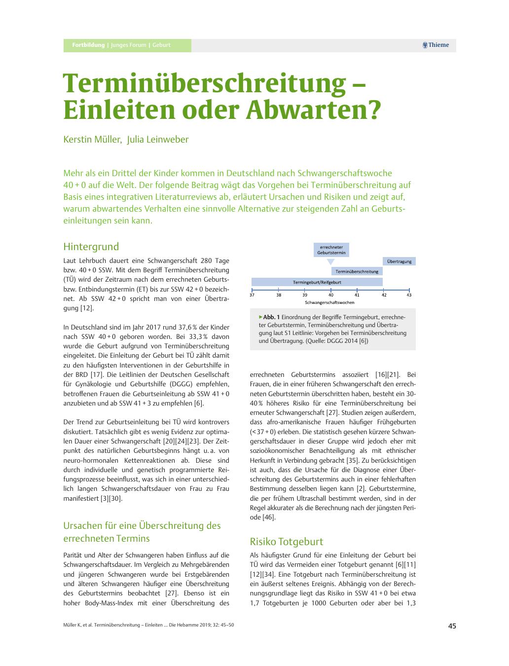 Vorschauseite 1: Terminüberschreitung – Einleiten oder Abwarten?