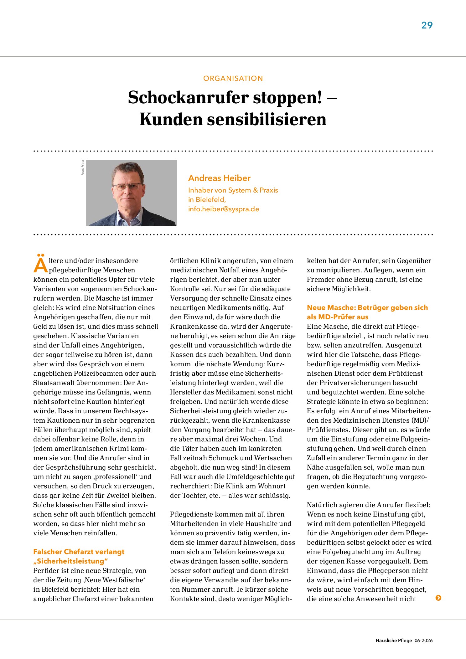 Vorschauseite 1: Schockanrufer stoppen! – Kunden sensibilisieren