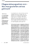 Vorschauseite 1: Pflegeversicherungsreform 2021 – Was muss geschehen und was geht noch?