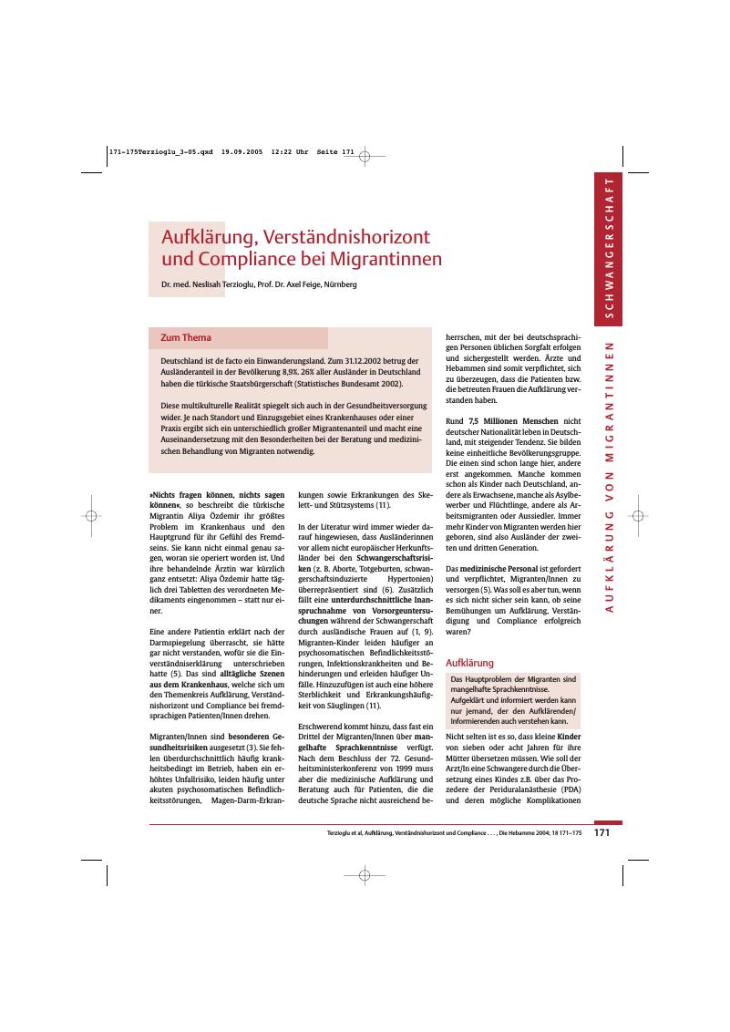 Vorschauseite 1: Aufklärung, Verständnishorizont und Compliance bei Migrantinnen