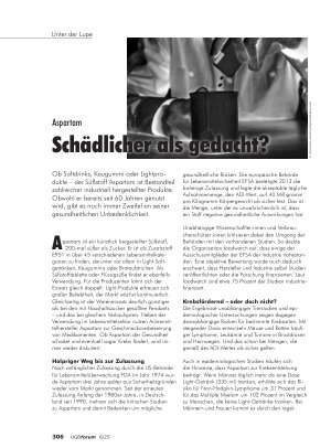 Vorschauseite 1: Aspartam Schädlicher als gedacht?