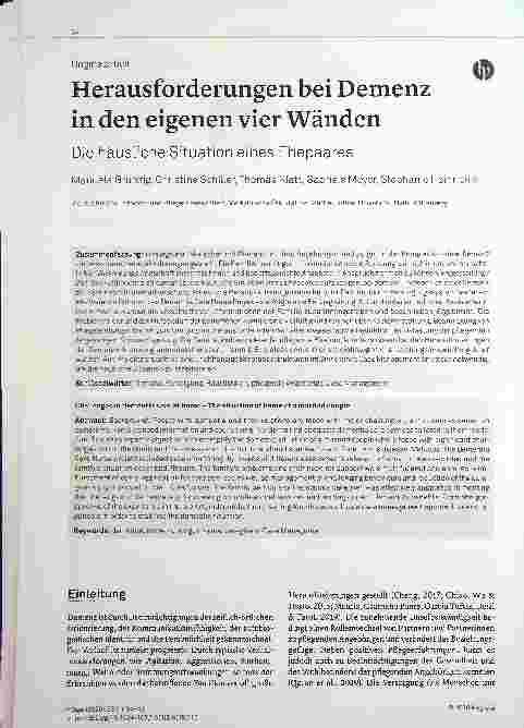 Vorschauseite 1: Herausforderungen bei Demenz in den eigenen vier Wänden: Die häusliche Situation eines Ehepaares