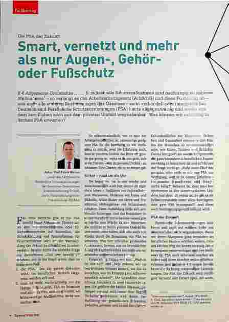 Vorschauseite 1: Die PSA der Zukunft: Smart, vernetzt und mehr als nur Augen-, Gehöroder Fußschutz.