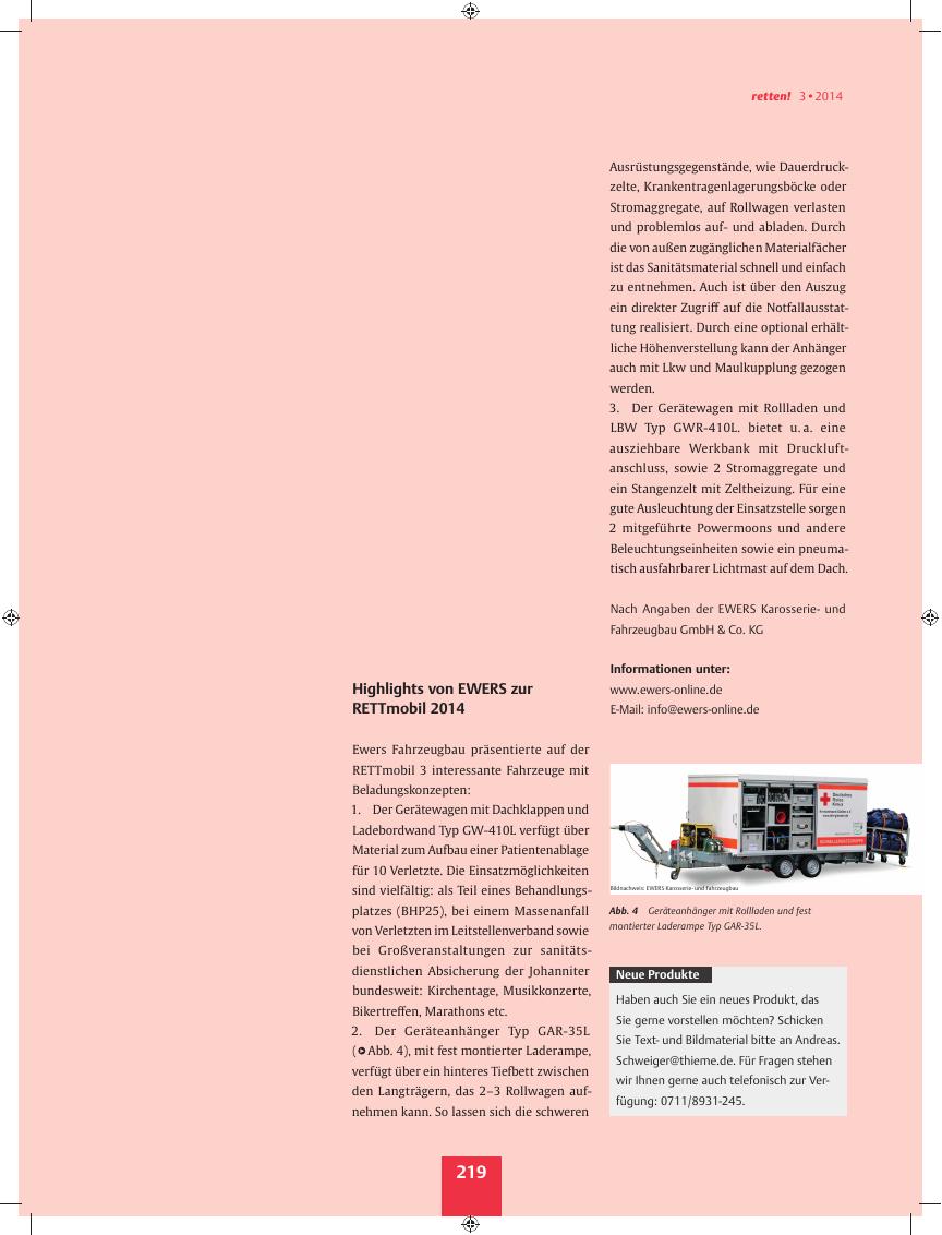 Vorschauseite 1: Highlights von EWERS zur RETTmobil 2014