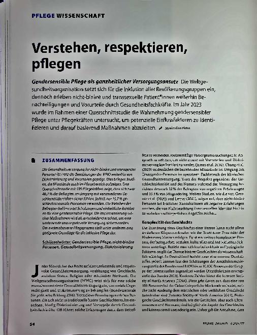 Vorschauseite 1: Verstehen, respektieren, pflegen