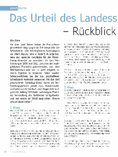 Vorschauseite 1: Das Urteil des Landessozialgerichts liegt vor. Rückblick und Bewertung.