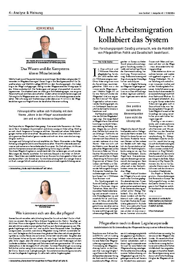 Vorschauseite 1: Ohne Arbeitsmigration kollabiert das System.