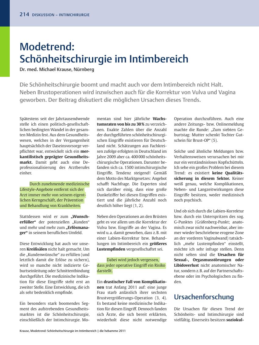 Vorschauseite 1: Modetrend: Schönheitschirurgie im Intimbereich