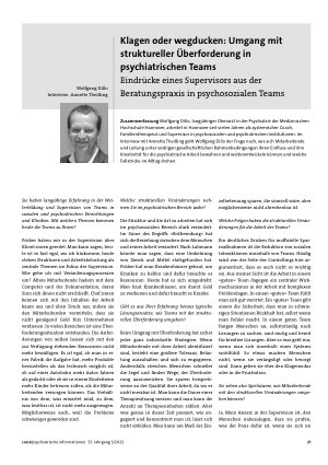 Vorschauseite 1: Klagen oder wegducken: Umgang mit struktureller Überforderung in psychiatrischen Teams. Eindrücke eines Supervisors aus der Beratungspraxis in psychosozialen Teams