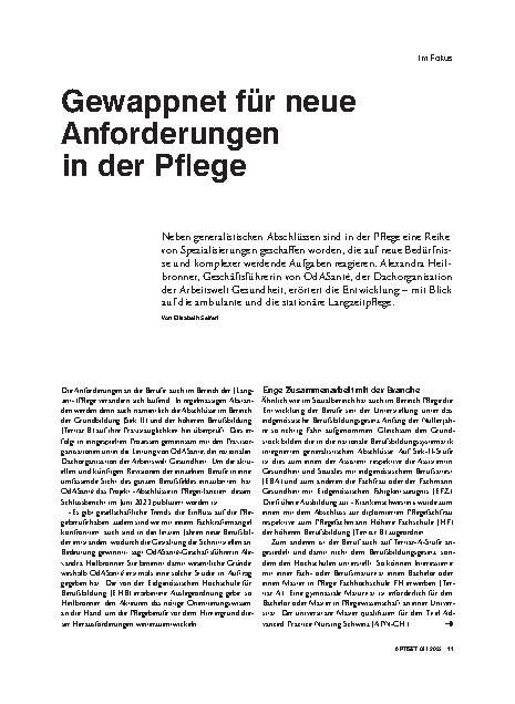 Vorschauseite 1: Gewappnet für neue Anforderungen in der Pflege