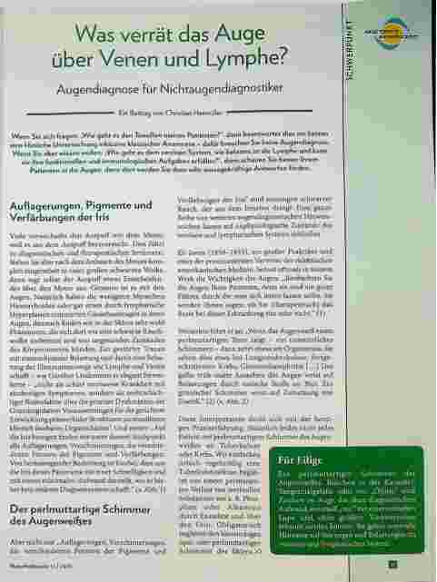 Vorschauseite 1: Was verrät das Auge über Venen und Lymphe? Augendiagnose für Nichtaugendiagnostiker