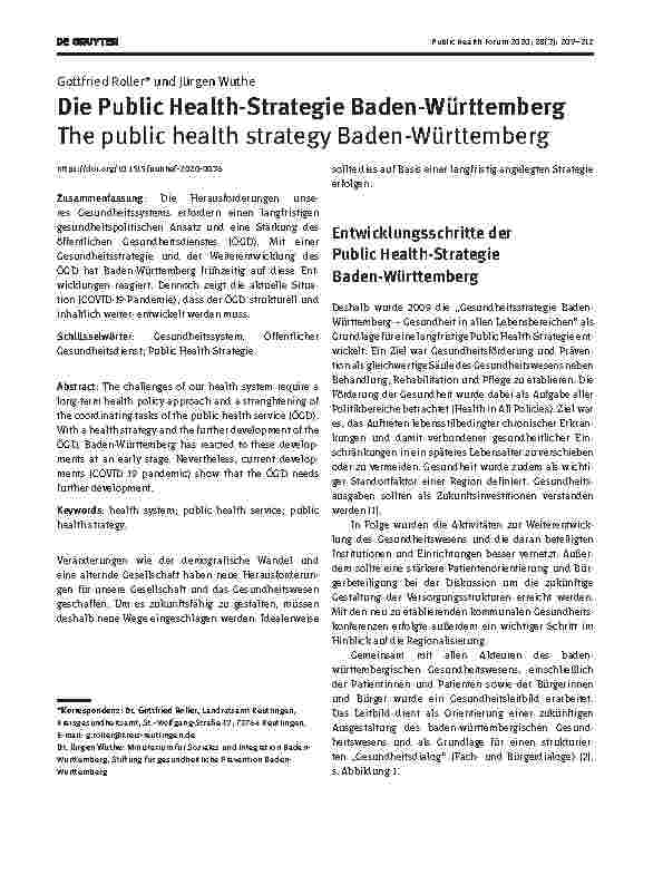 Vorschauseite 1: Die Public Health-Strategie Baden-Württemberg