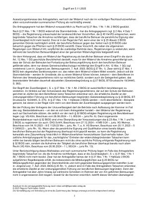Vorschauseite 2: Zum Widerruf der Registrierung – §§ 27 Abs. 1, 32 BtOG