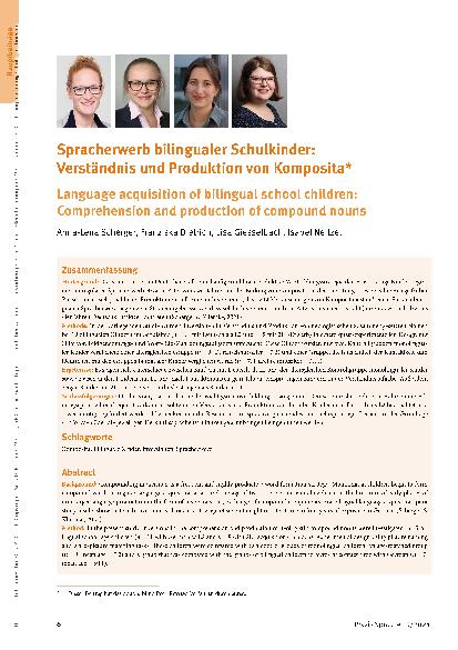 Vorschauseite 1: Spracherwerb bilingualer Schulkinder: Verständnis und Produktion von Komposita