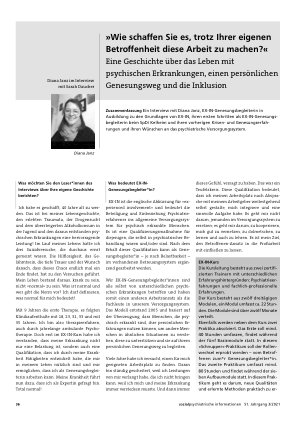 Vorschauseite 1: »Wie schaffen Sie es, trotz Ihrer eigenen Betroffenheit diese Arbeit zu machen? « Eine Geschichte über das Leben mit psychischen Erkrankungen, einen persönlichen Genesungsweg und…