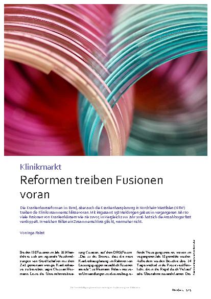 Vorschauseite 1: Klinikmarkt Reformen treiben Fusionen voran
