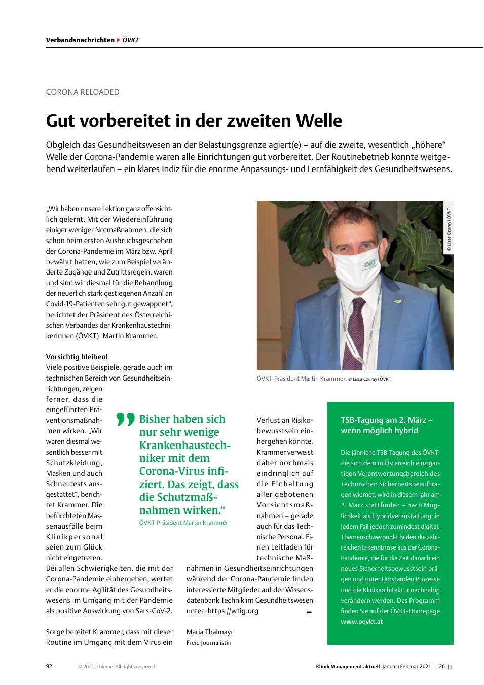 Vorschauseite 1: Corona Reloaded: Gut vorbereitet in der zweiten Welle