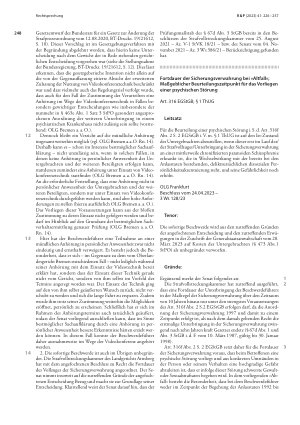 Vorschauseite 2: Fortdauer der Unterbringung in der Sicherungsverwahrung; Einwilligung des Untergebrachten in Anhörung mittels Videotechnik