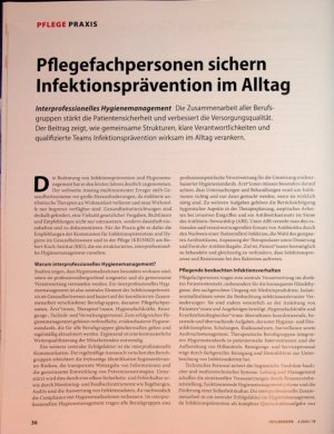 Vorschauseite 1: Pflegefachpersonen sichern Infektionsprävention im Alltag