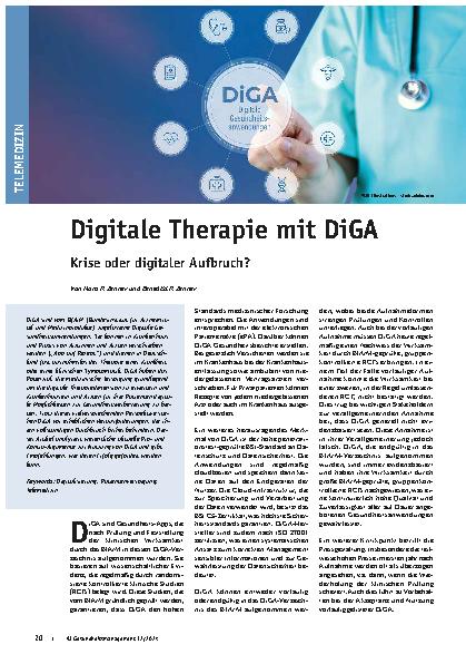 Vorschauseite 1: Digitale Therapie mit DiGA: Krise oder digitaler Aufbruch?